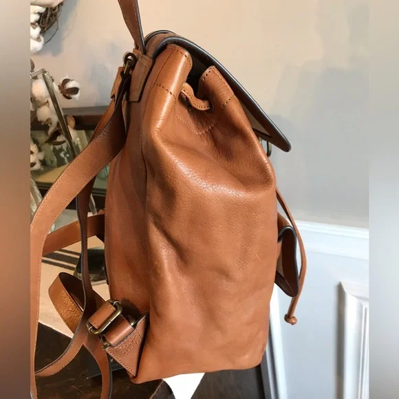 Frye Leather Kayla Knotted Backpack Cognac Nutmeg Brown Retail $458 - Picture 6 of 15